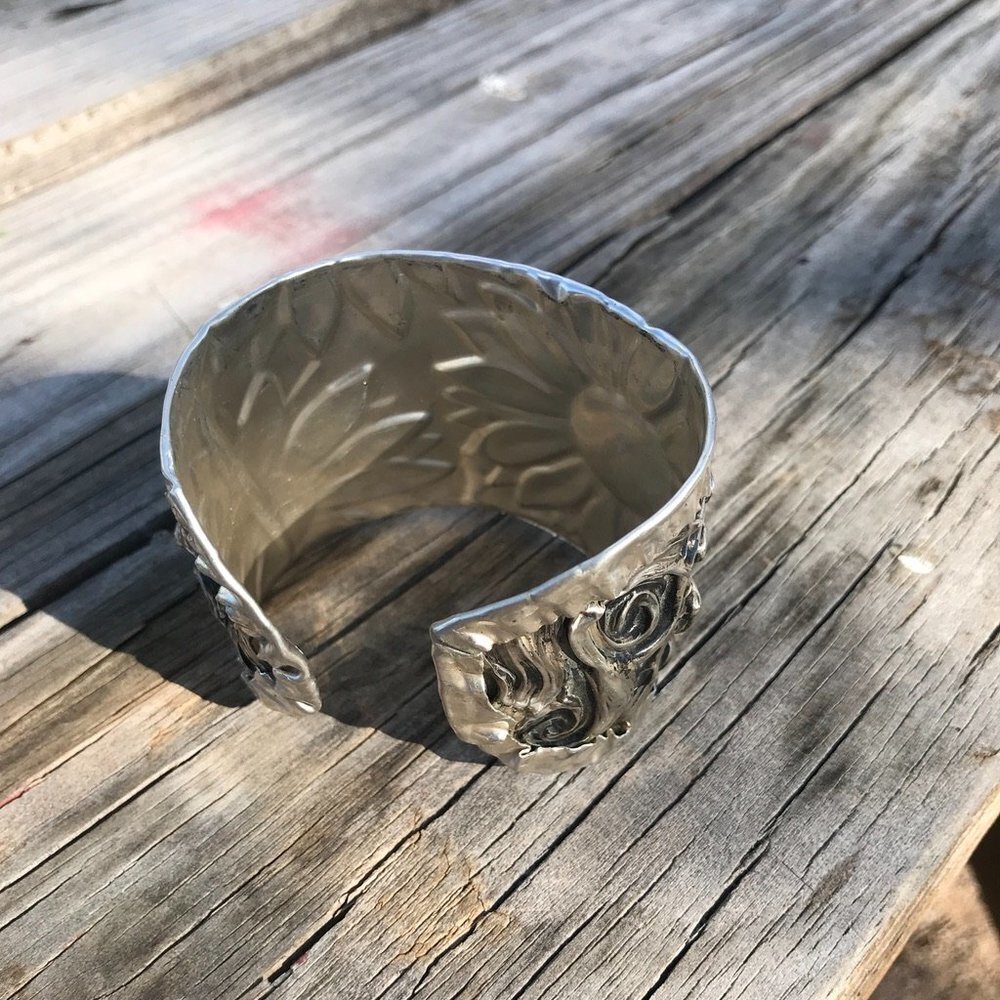 Antique Art Nouveau American Beauty Sterling Silver 925 Cuff Bracelet Lady Face - Picture 8 of 13